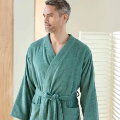 Peignoir mixte adulte col kimono - éponge bouclette 380 g/m²