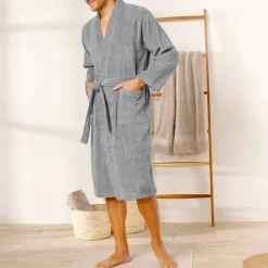 Peignoir mixte adulte col kimono - éponge bouclette 380 g/m²