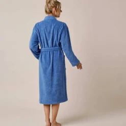 Peignoir mixte adulte uni coton éponge bouclette col kimono personnalisable