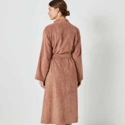 Peignoir mixte adulte uni coton éponge bouclette col kimono personnalisable