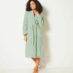 Peignoir polaire toucher peluche manches longues, longueur 115 cm