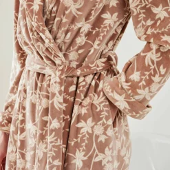 Peignoir velours imprimé fleuri