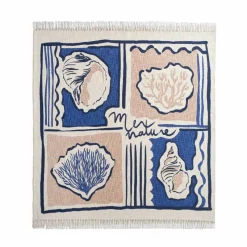 Plaid coton imprimé coquillages
