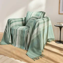 Plaid jeté multicolore coton tissage artisanal