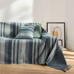 Plaid jeté multicolore coton tissage artisanal