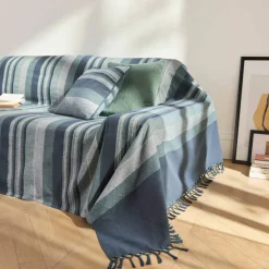 Plaid jeté multicolore coton tissage artisanal