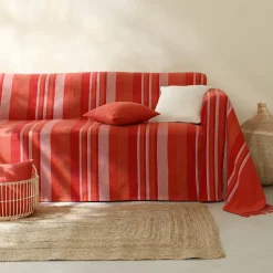 Plaid jeté multicolore coton tissage artisanal