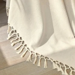 Plaid ou jeté uni coton tissage artisanal