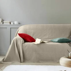 Plaid ou jeté uni coton tissage artisanal