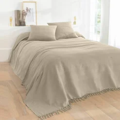 Plaid ou jeté uni coton tissage artisanal