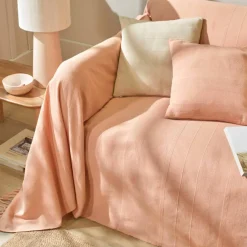 Plaid ou jeté uni coton tissage artisanal