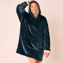 Plaid-sweat polaire à capuche doublé sherpa