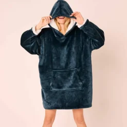Plaid-sweat polaire à capuche doublé sherpa