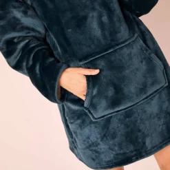 Plaid-sweat polaire à capuche doublé sherpa