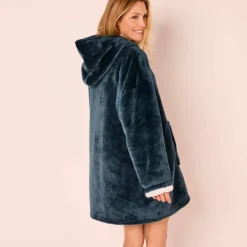 Plaid-sweat polaire à capuche doublé sherpa