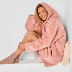 Plaid-sweat polaire à capuche doublé sherpa