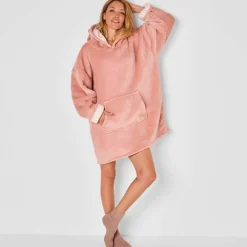 Plaid-sweat polaire à capuche doublé sherpa