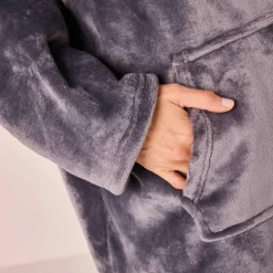 Plaid-sweat polaire à capuche doublé sherpa