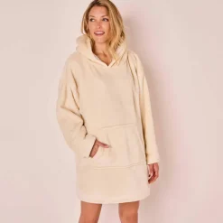 Plaid-sweat polaire à capuche doublé sherpa