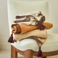 Plaid uni coton texturé