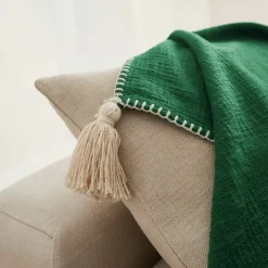 Plaid uni coton texturé