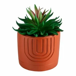 Plante verte artificielle et pot en ciment