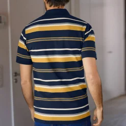 Polo maille piquée rayée, manches courtes