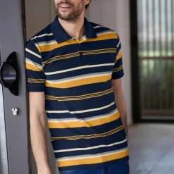 Polo maille piquée rayée, manches courtes