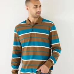 Polo rayée maille piquée manches longues