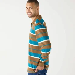Polo rayée maille piquée manches longues
