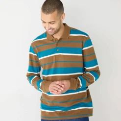 Polo rayée maille piquée manches longues