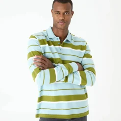 Polo rayée maille piquée manches longues