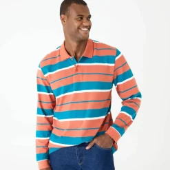 Polo rayée maille piquée manches longues