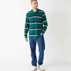 Polo rayée maille piquée manches longues