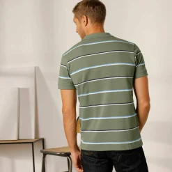 Polo rayé maille piquée chinée