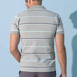 Polo rayé maille piquée chinée