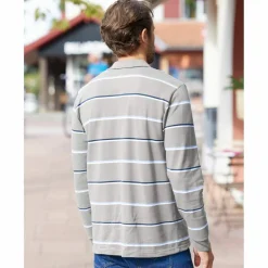Polo rayé maille piquée chinée manches longues