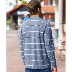 Polo rayé maille piquée chinée manches longues