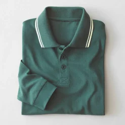 Polo uni maille piquée manches longues
