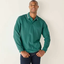 Polo uni maille piquée manches longues