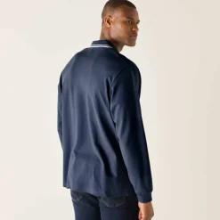 Polo uni maille piquée manches longues