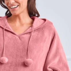 Poncho à capuche, maille polaire toucher peluche