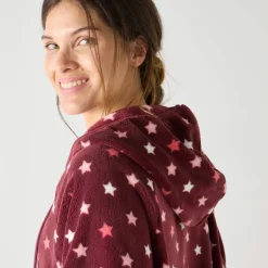 Poncho à capuche, maille polaire toucher peluche