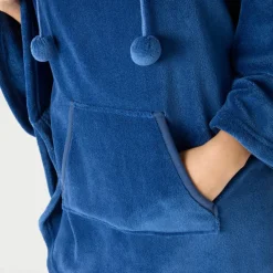 Poncho à capuche, maille polaire toucher peluche