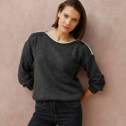 Pull col bateau, maille moelleuse