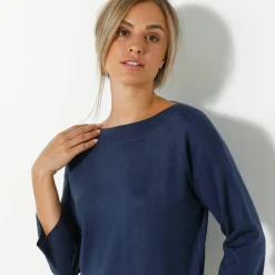 Pull col bateau manches 3/4, toucher doux