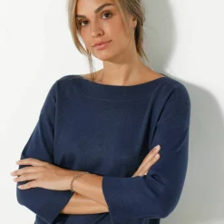 Pull col bateau manches 3/4, toucher doux