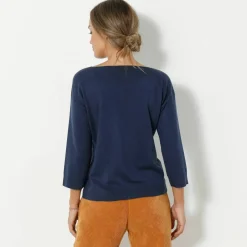 Pull col bateau manches 3/4, toucher doux