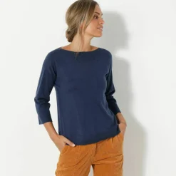 Pull col bateau manches 3/4, toucher doux