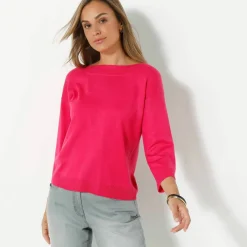 Pull col bateau manches 3/4, toucher doux